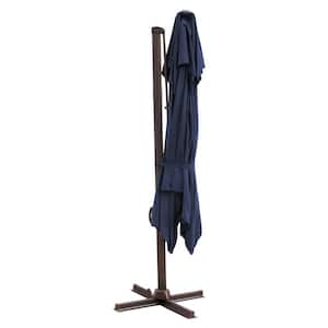 10 ft. Dark Gray Polyester Square Tilt Cantilever Patio Umbrella with Stand