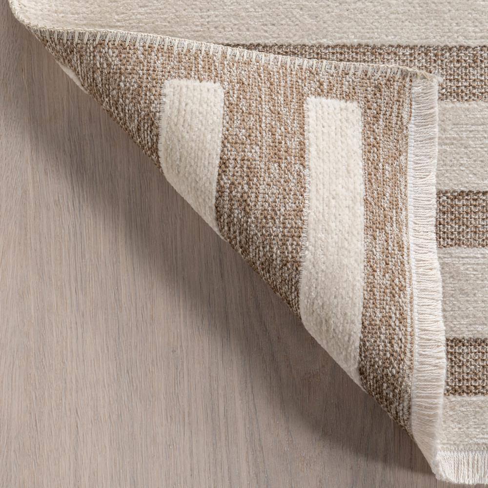 Mina Beige and Brown Geometric Reversible Washable Area Rug