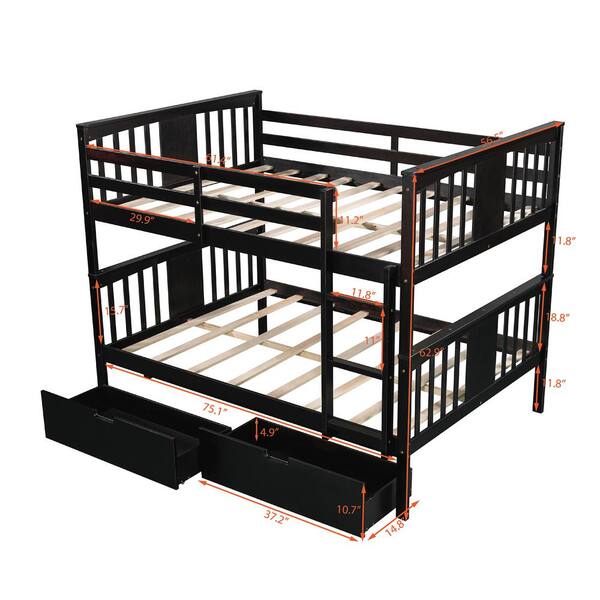 Full Wood Bunk Bed With Drawers, Bunk Bed Ladder Hooks Home Depot