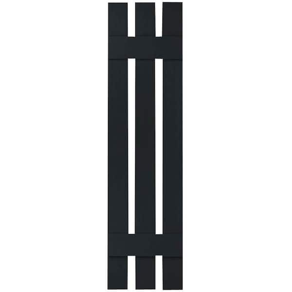 Ekena Millwork 12 in. x 29 in. Lifetime Vinyl Custom Three Board Spaced Board and Batten Shutters Pair Black