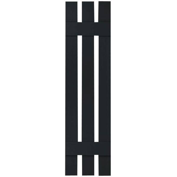 Ekena Millwork 12 in. x 35 in. Lifetime Vinyl Custom Three Board Spaced Board and Batten Shutters Pair Black