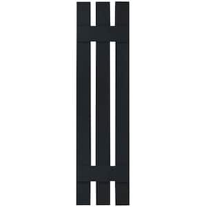 12 in. x 37 in. Lifetime Vinyl TailorMade Three Board Spaced Board and Batten Shutters Pair Black