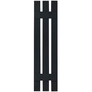 12 in. x 38 in. Lifetime Vinyl TailorMade Three Board Spaced Board and Batten Shutters Pair Black