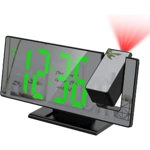 7.8 in. Large Screen 180° Projection Alarm Digital Clock in Green for Bedroom Office