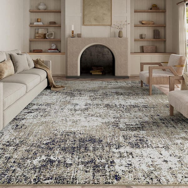 Mist 8 ft. x 10 ft. Taupe Modern Abstract Area Rug