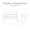 Dimensions diagram for the Heritage Garden Bench.