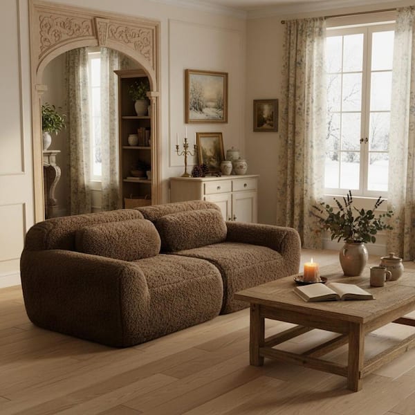 Homy Casa 80.4 in. Armless 2-Seat Plush Microfiber Modular