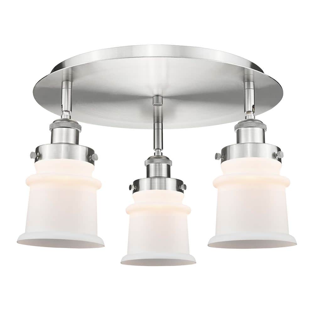 Canton 17 in. 3-Light Satin Nickel Industrial Flush Mount with Seeded Glass Shade price history on PriceWatchPro
