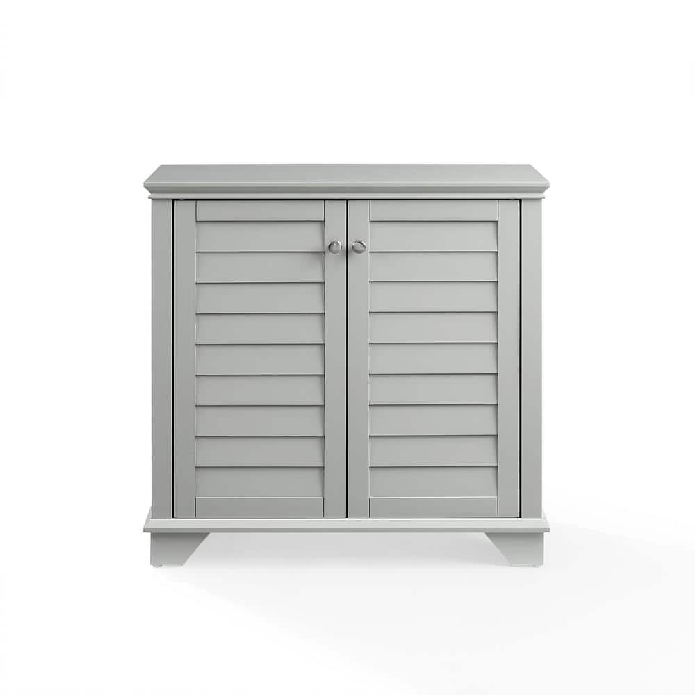 Gray Faux-Louvered Bathroom Storage Cabinet with Adjustable Shelves