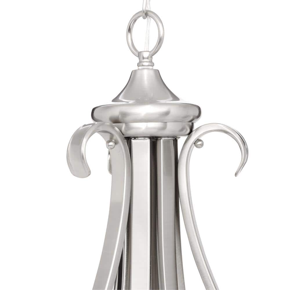 Torino Brushed Nickel 6-Light Two-Tier Chandelier with Etched Glass Shades