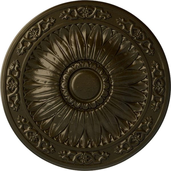 Ekena Millwork 20-1/4 in. x 1-1/2 in. Lunel Urethane Ceiling Medallion (Fits Canopies upto 3-3/4 in.) Hand-Painted Green Gold
