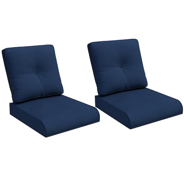 JOYSIDE 22 in. x 24 in. 2-Piece Outdoor Patio Replacement Cushion Outdoor Lounge Chair Cushion in Blue