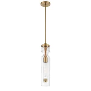 Mistero 1-Light Gold Pendant with Clear Glass Shade
