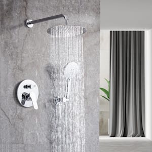 Single-Handle 1-Spray Round High Pressure Shower Faucet with 10 in. Shower Head in Chrome (Valve Included)