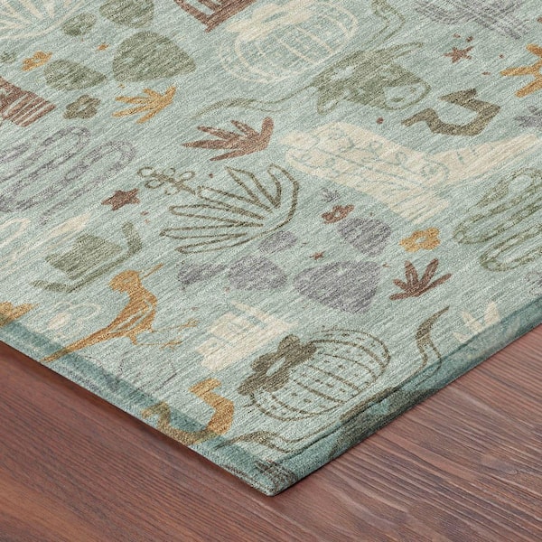 Chantille Machine Washable Indoor/Outdoor Abstract ACN2512 Sage 8 ft. x 10 ft. Area Rug