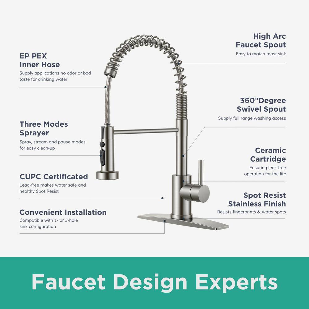 Brushed Nickel High-Arc Pull-Out Spray Kitchen Faucet