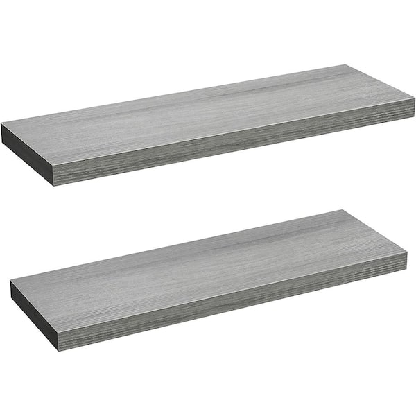 Unbranded 24 in. W x 9 in. D Wood Decorative Wall Shelf, Grey(Set of 2)