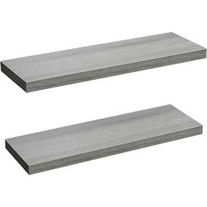 24 in. W x 9 in. D Wood Decorative Wall Shelf, Grey(Set of 2)