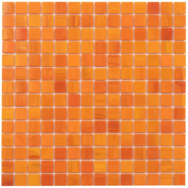 Dune Glossy Fire Orange 12 in. x 12 in. Glass Mosaic Wall and Floor Tile (20 sq. ft./case) (20-pack)