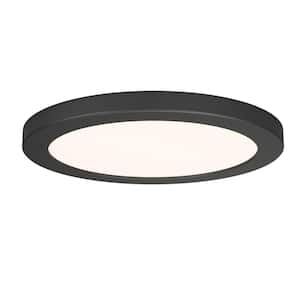 Europa Disk 9 in. 1-Light Black Modern Integrated LED 3 CCT Flush Mount Ceiling Light Fixture for Kitchen or Bedroom
