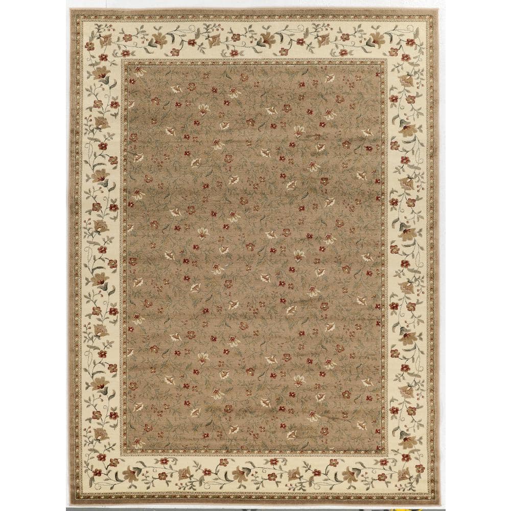 Como Beige 3 ft. x 5 ft. Traditional Floral Area Rug