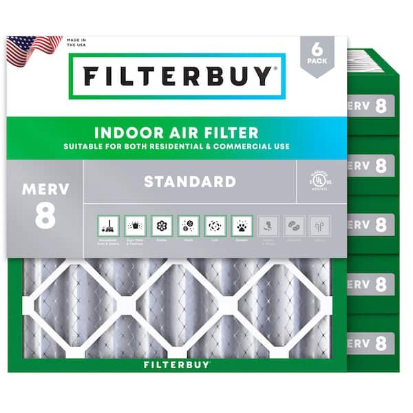 20 in. x 20 in. x 4 in. MERV 8 (FPR 5) Dust Defense Pleated HVAC AC Furnace Air Filters Replacement (6-Pack)