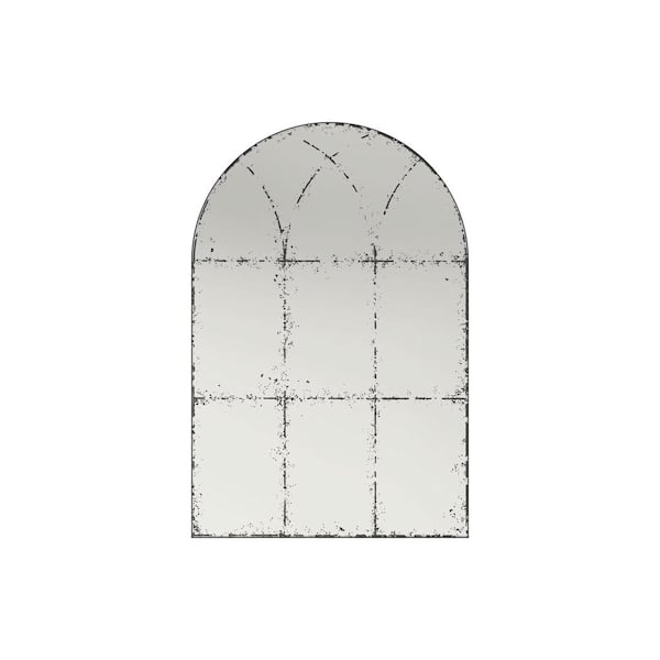 Wenona Black 24.02 in. W x 36.02 in. H Wall-Mounted Half Round Iron Framed Mirror