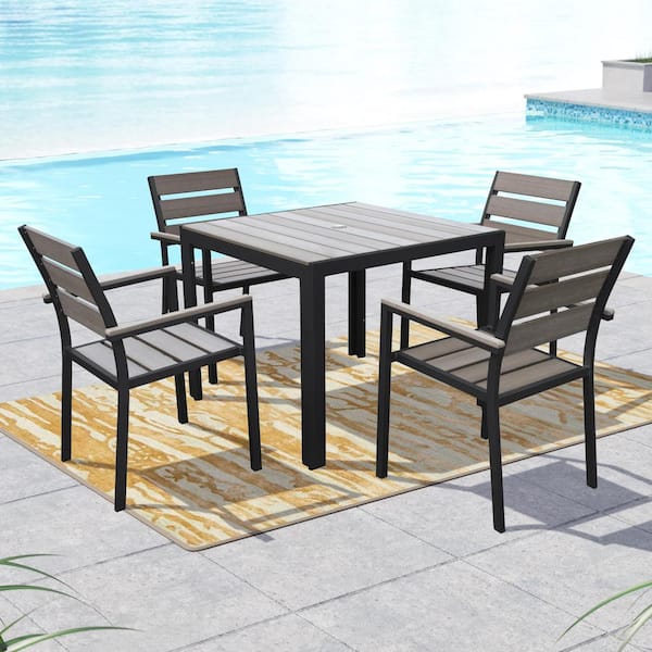 CorLiving PJR-572-Z1 Gallant 5 Piece Outdoor Dining Set Sun Bleached Grey 