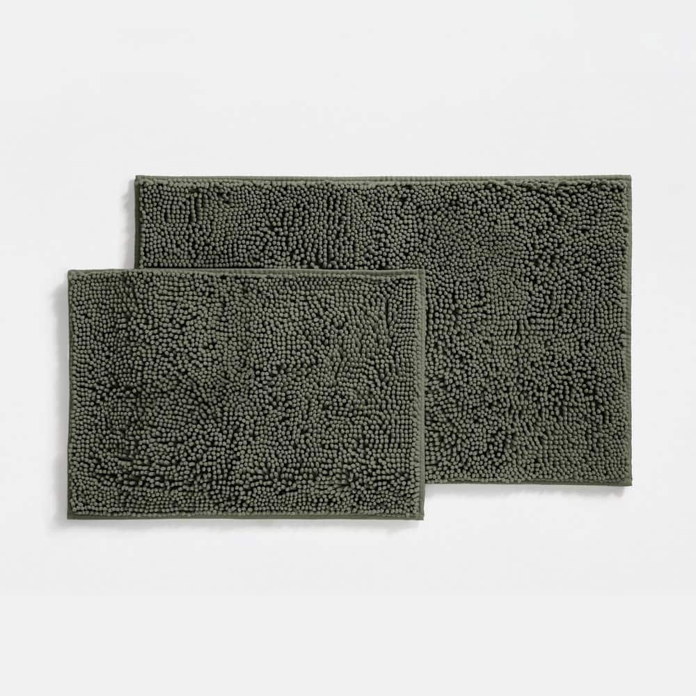 Becky Cameron Ultra Soft Sage Green Chenille 2-Piece Bath Mat Set SHP ...