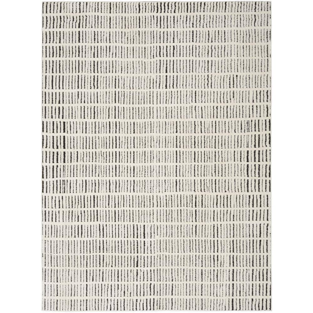 Nourison Modern Comfort Ivory Black 5 ft. x 7 ft. Linear Contemporary ...