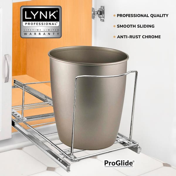 LYNK PROFESSIONAL Pull Out Trash Can Under Cabinet Slide Out Organizer  Slide Out Adjustable Shelf for Trash Cans - Chrome 430121DS - The Home Depot
