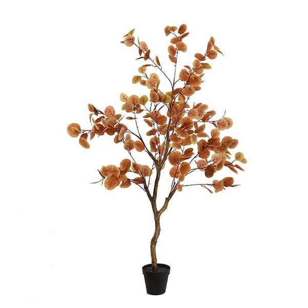 3.9 ft. Eucalyptus Tree Artificial,  Autumn Ficus Artificial Fall Tree Thanksgiving Decor with Pot Realistic Leaves