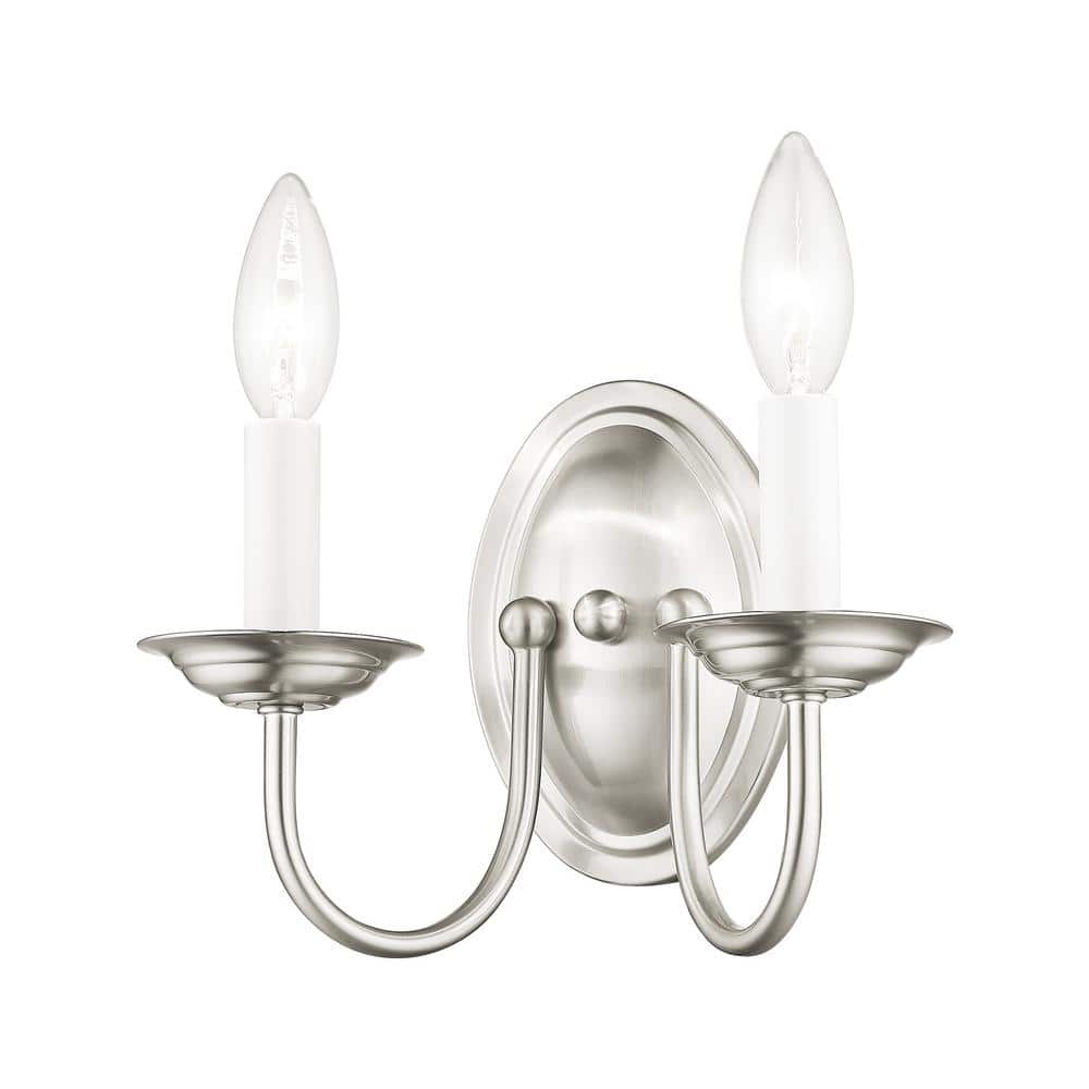 Elegant Traditional Brushed Nickel 2-Light Wall Sconce
