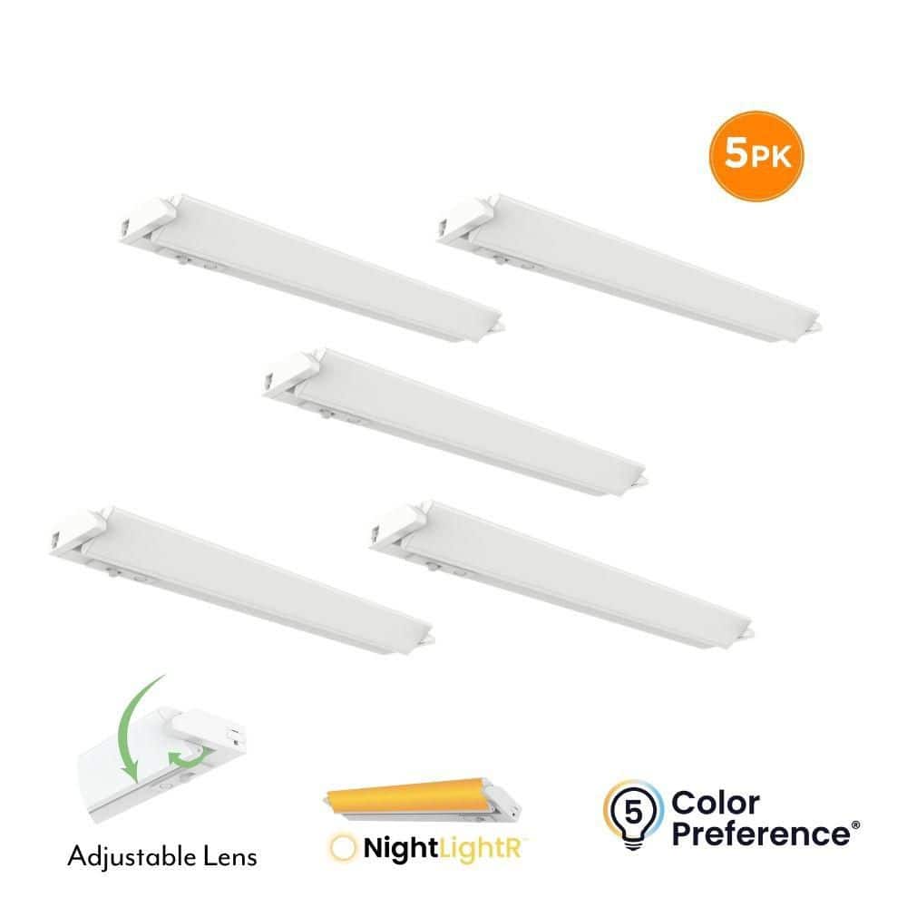 NEXUS 18 in. Plug-in Adjustable Lens Night Light Mode White Integrated LED Linkable Under Cabinet Light 5-Pack price history on PriceWatchPro