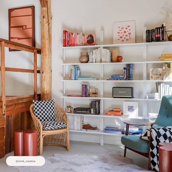 Nathan James Theo 85 in. Matte White Reclaimed Wood 6- -Shelf Tall