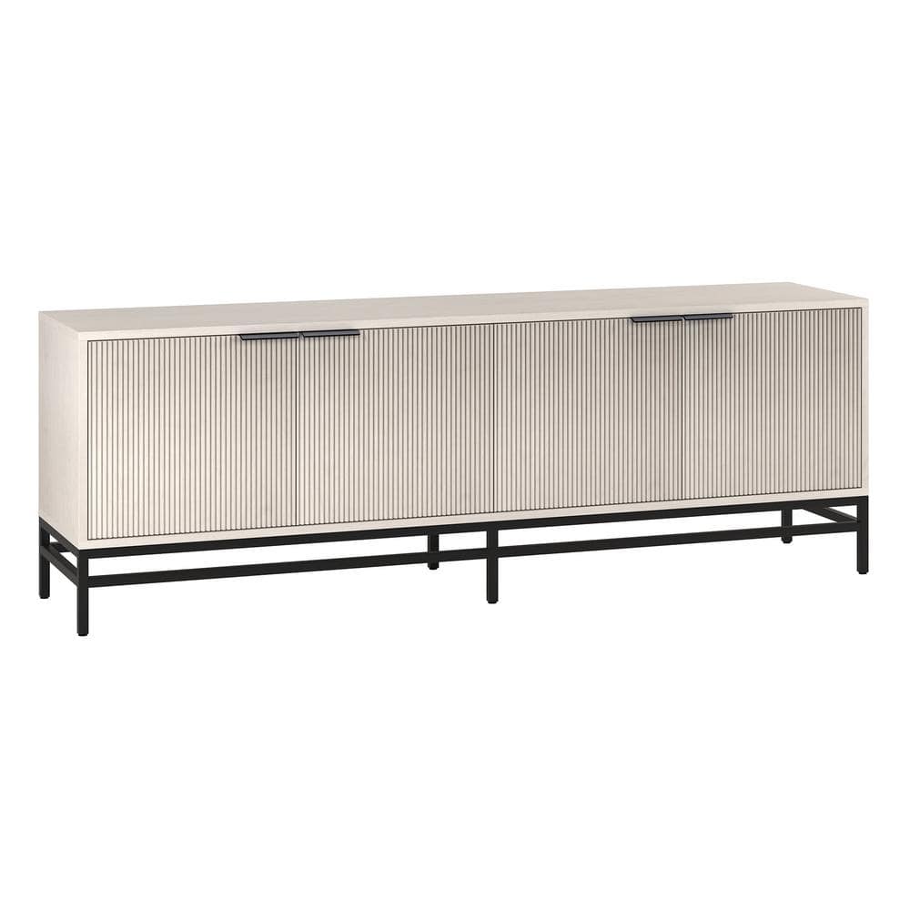 Alder White 70" Modern TV Stand with Fluted Cabinet Doors