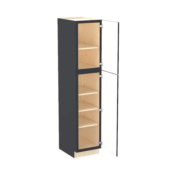 Franklin 18 in. W x 21 in. D x 84 in. H Assembled Plywood Vanity Linen Bath Cabinet in Valiant Onyx with Soft Close RH