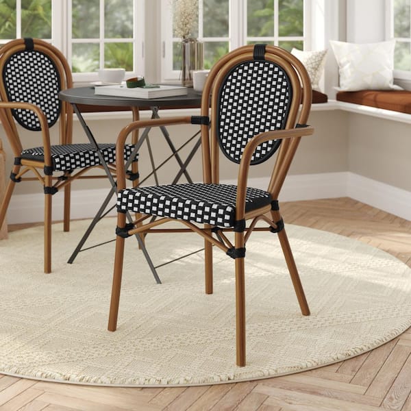 Carnegy Avenue Brown Aluminum Outdoor Dining Chair in White