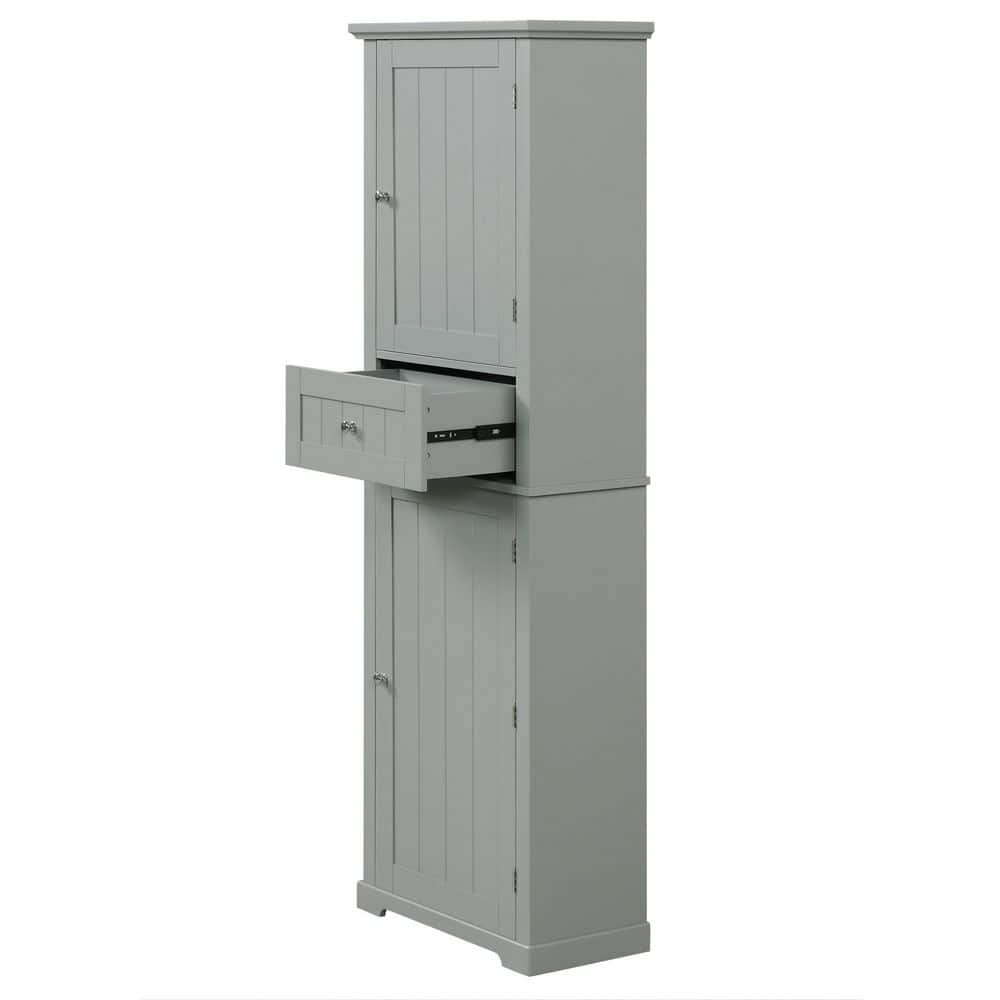 22 in. W x 11 in. D x 68 in. H Gray MDF Freestanding Linen Cabinet with Door and Drawers, Adjustable Shelf price history on PriceWatchPro
