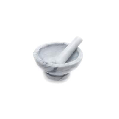 OUR TABLE Simply White 24 oz. Porcelain Mortar and Pestle Set 985119951M -  The Home Depot