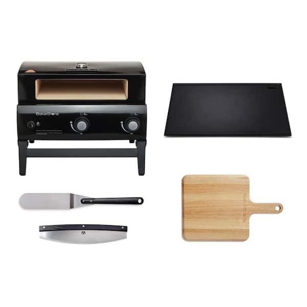 Bakerstone Original Series + Propane Gas + Portable Outdoor Pizza Oven and Griddle Combo Kit + 14 in. + Black