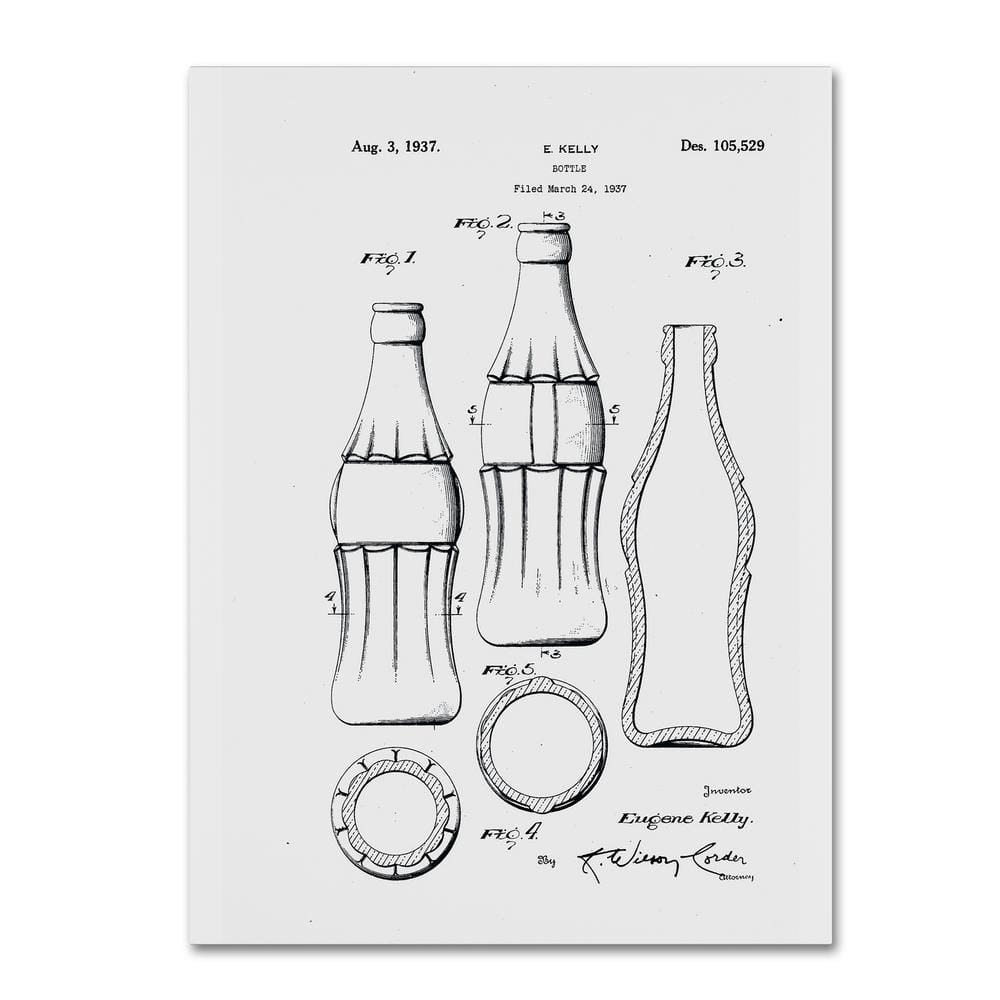 Claire Doherty Coca Cola Bottle Patent 1937 White Canvas Art