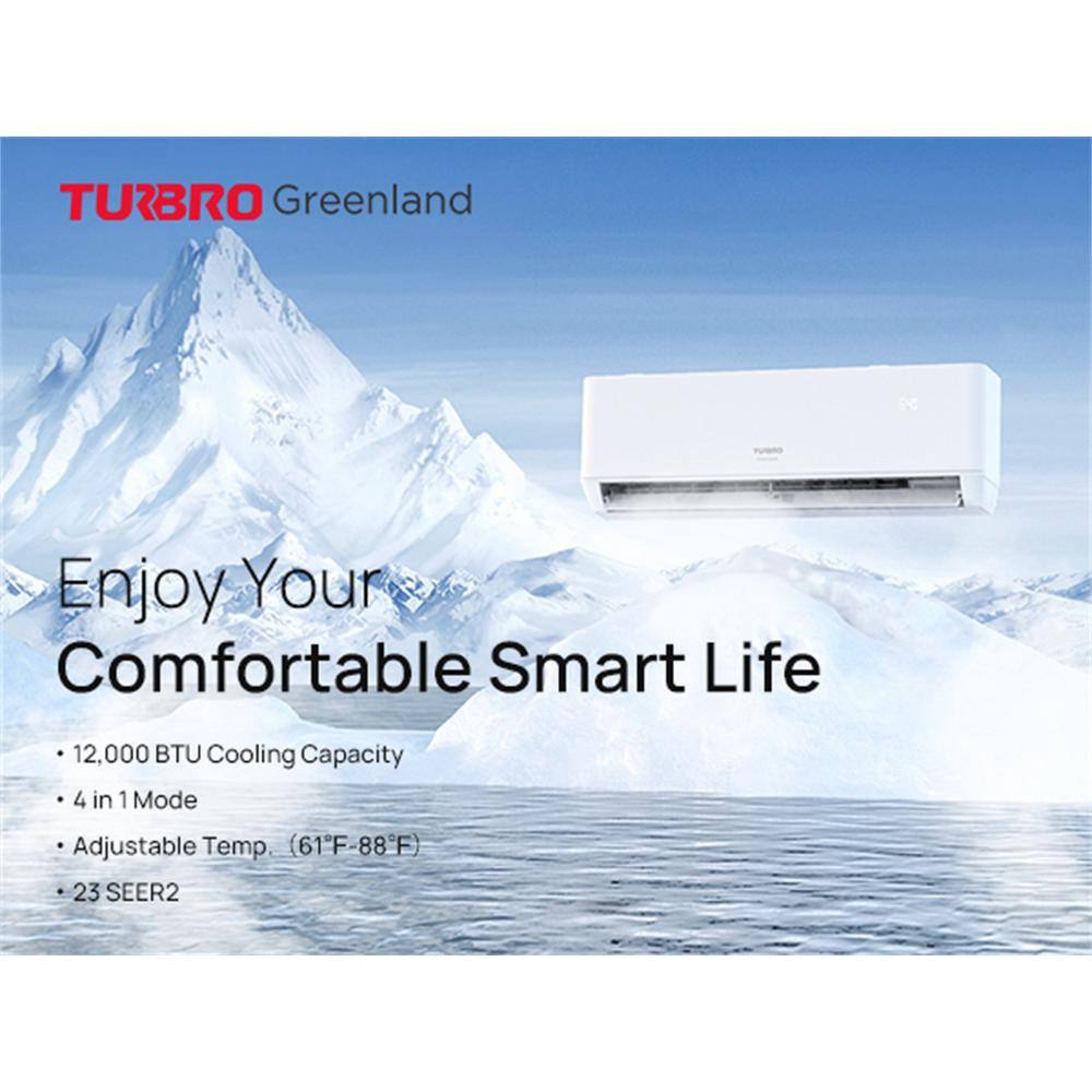 TURBRO 12,000 BTU White Ductless Mini Split AC with Heat Pump
