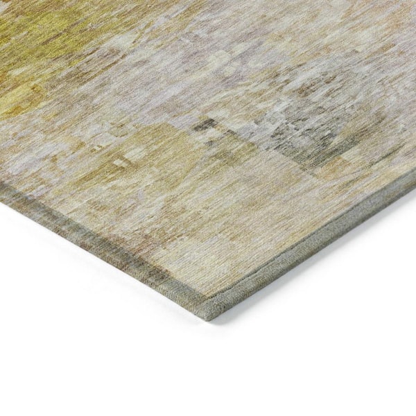 Orange, Copper, Terra Cotta 5 ft. x 8 ft.  Woven Abstract Polyester Rectangle Indoor / Outdoor Area Rug