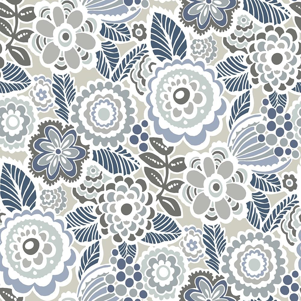 A-Street Prints Lucy Grey Floral Grey Paper Strippable Roll (Covers 56.4  sq. ft.) 2903-25864 - The Home Depot