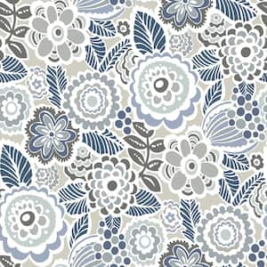 Lucy Grey Floral Grey Paper Strippable Roll (Covers 56.4 sq. ft.)