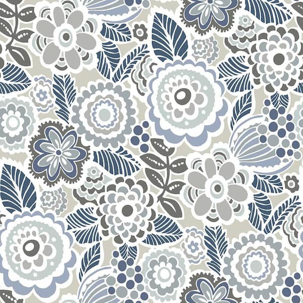 A-Street Prints Lucy Grey Floral Grey Wallpaper Sample