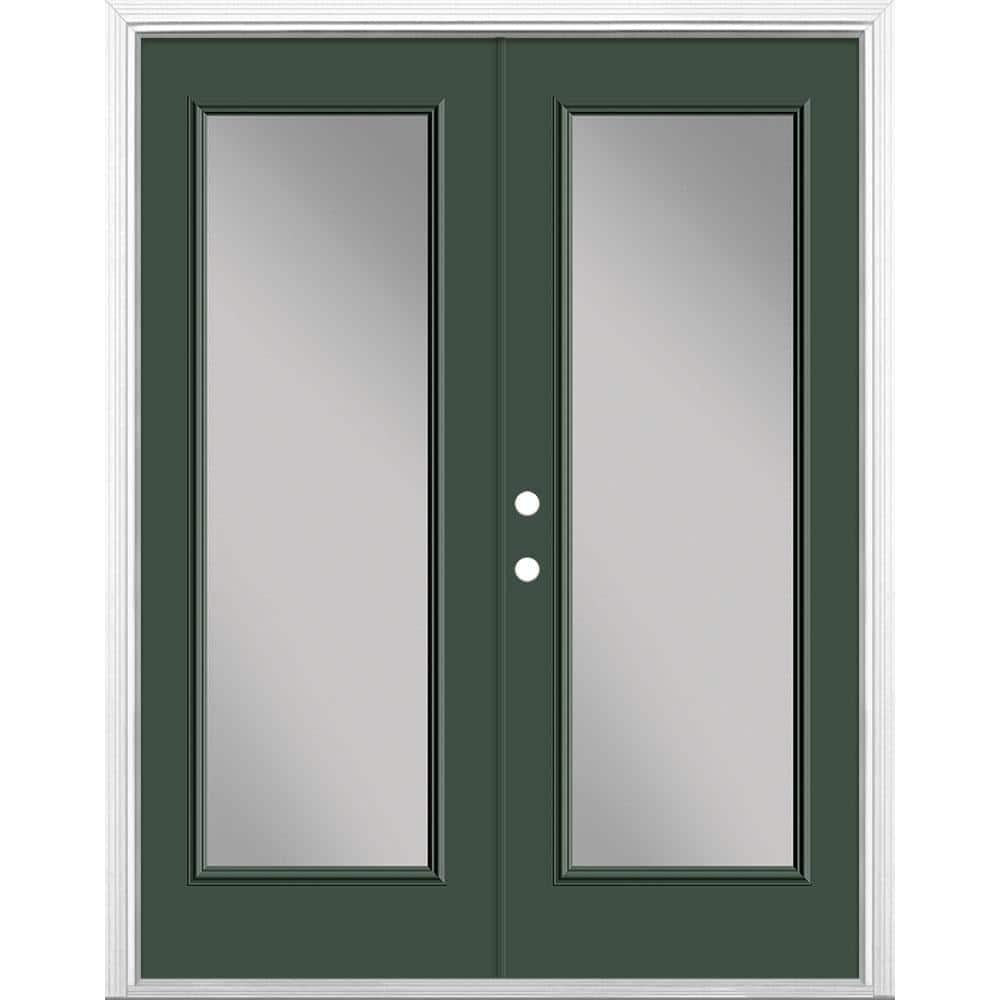 60 in. x 80 in. Conifer Steel Prehung Right-Hand Inswing Full Lite Clear Glass Patio Door with Brickmold
