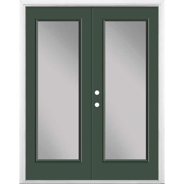 Masonite 60 in. x 80 in. Conifer Steel Prehung Right-Hand Inswing Full Lite Clear Glass Patio Door with Brickmold