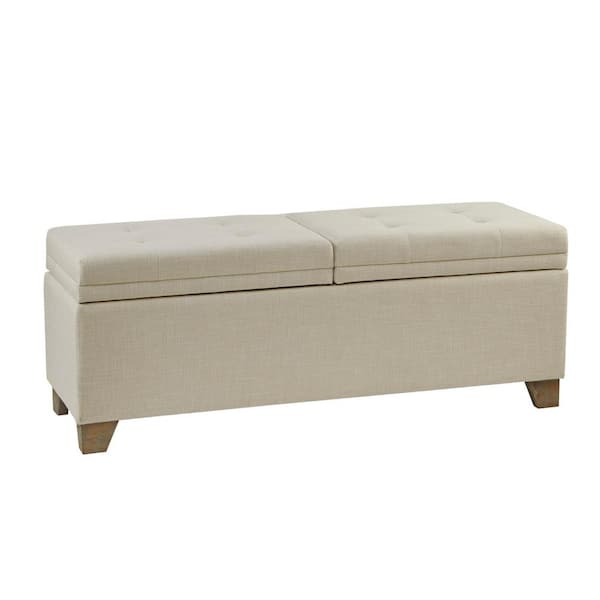 Jaxon Natural 52.5 in. Bedroom Bench with Soft Close Storage